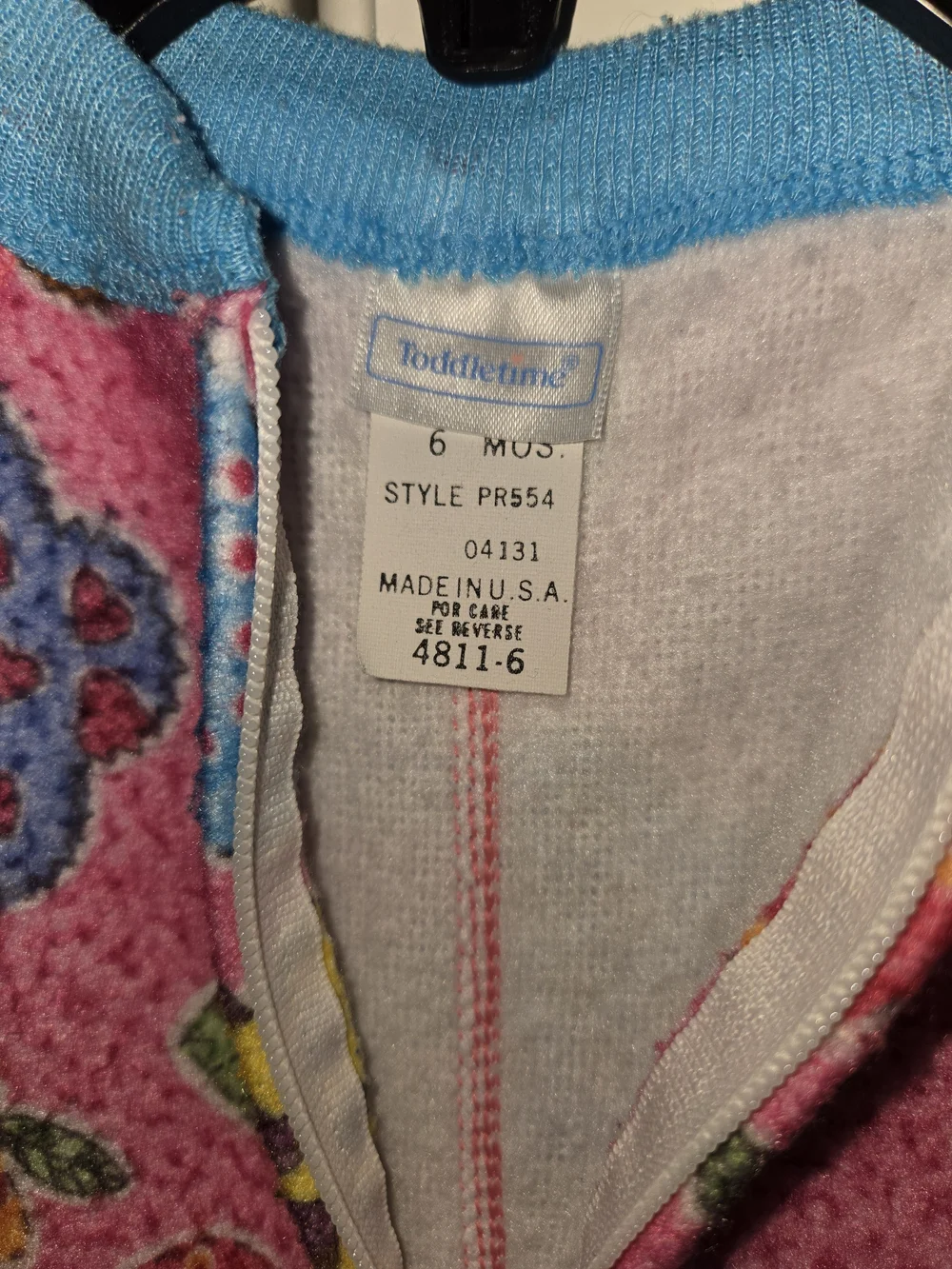 Pink Hearts Baby One-Piece Sleeper with Blue Trim